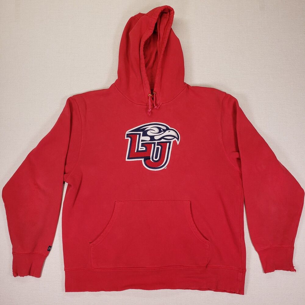 Vintage Jansport Liberty University Hoodie Sweatshirt Large Red LU Flames Eagle
